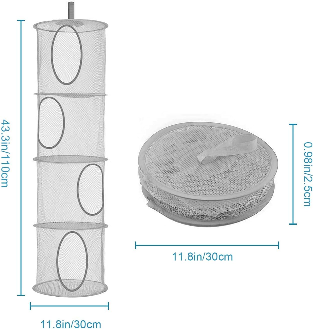 Lot De 5 Filets De Rangement Suspendus 4 Niveaux – Organiseur Pliable Pour Chambre, Buanderie, Balcon