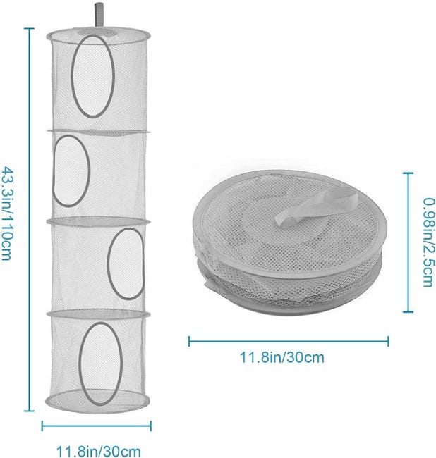 Lot De 5 Filets De Rangement Suspendus 4 Niveaux – Organiseur Pliable Pour Chambre, Buanderie, Balcon