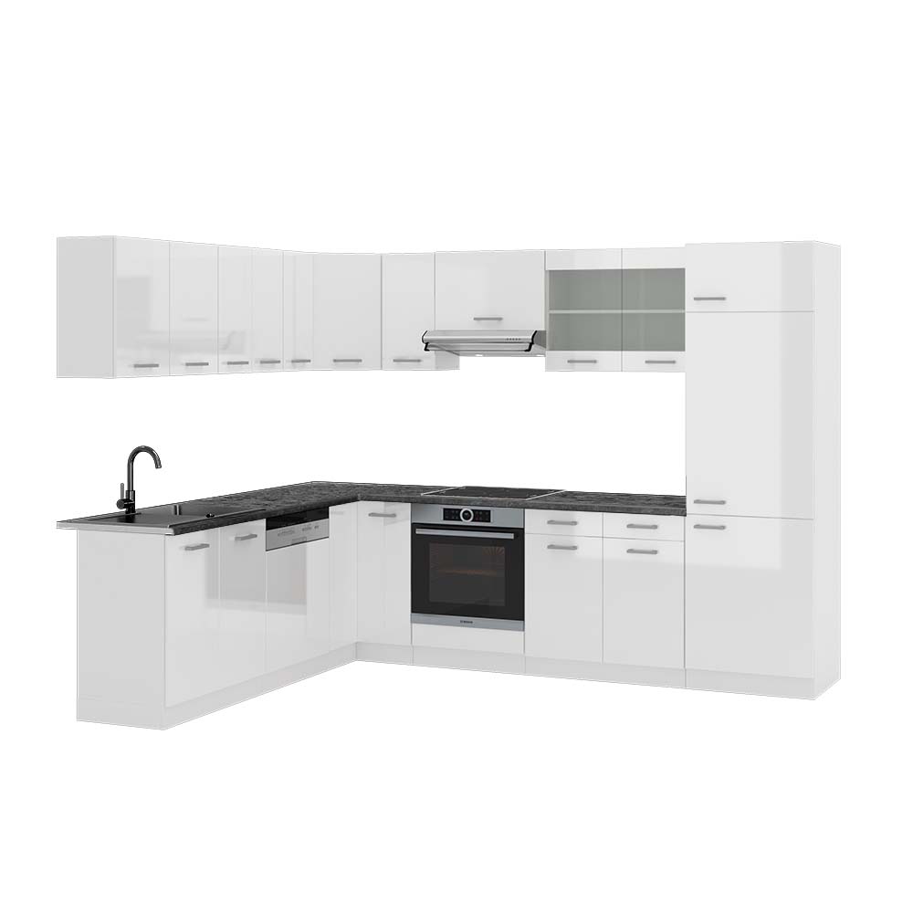 Vicco Kogoszczona kuchnia R-Line, Biały wysoki połysk/biały, 287 x 60 cm , BP Antracyt