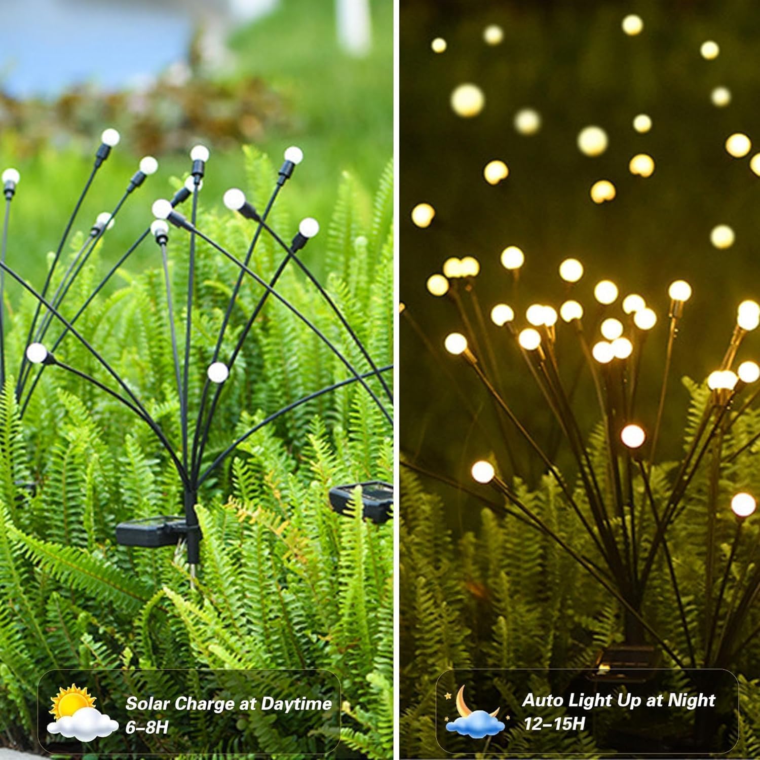 Lampe solaire luciole,2 Pièces8LED lumiere solaire exterieur IP65 Étanches d'Extérieur,pour Jardin,Patio,Cours - 4