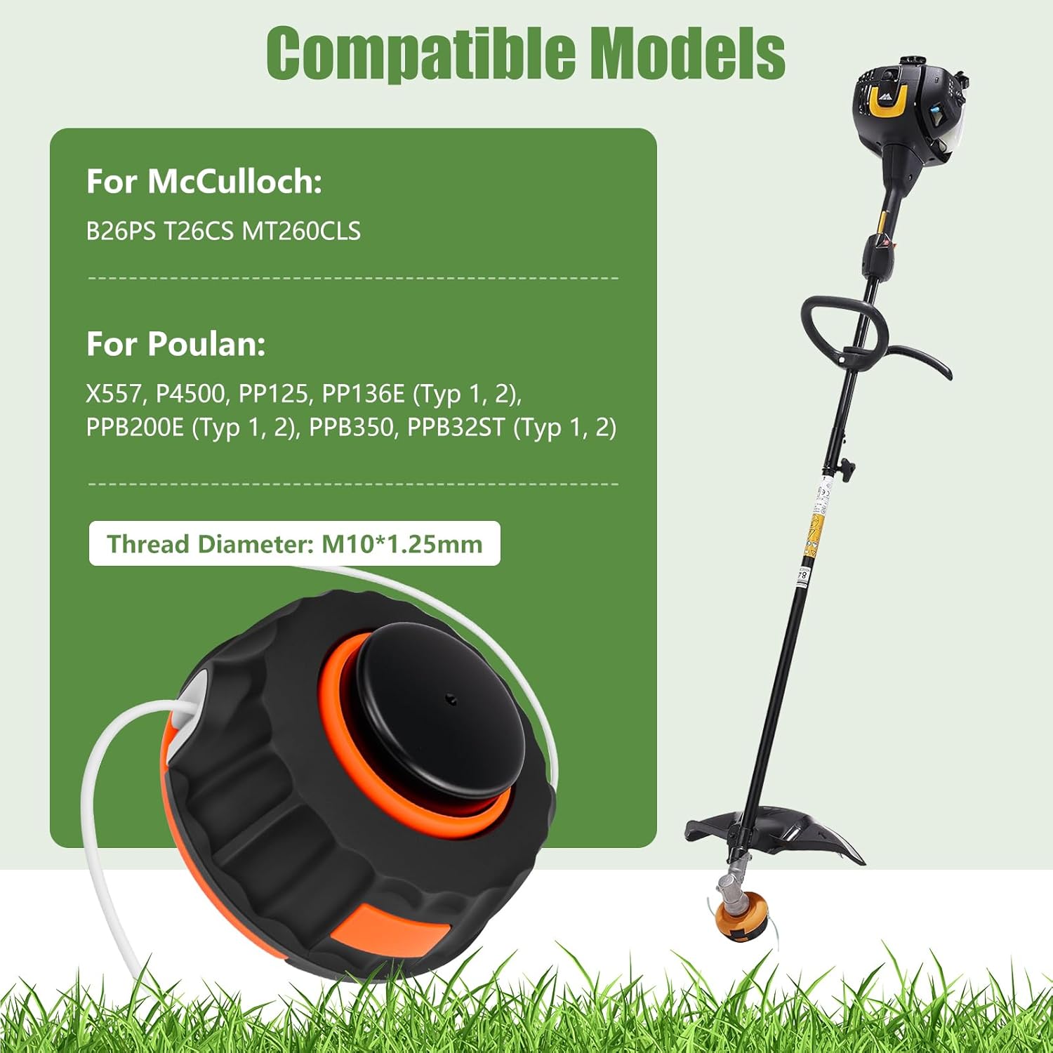 Tête de coupe P25 pour débroussailleuse - Pour McCulloch B26Ps T26Cs MT260CLS Rep 5310250-01 - 2