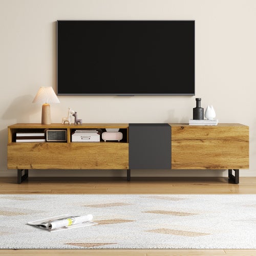 Meuble TV Colorblock, design épuré aux couleurs contrastées, trois ...