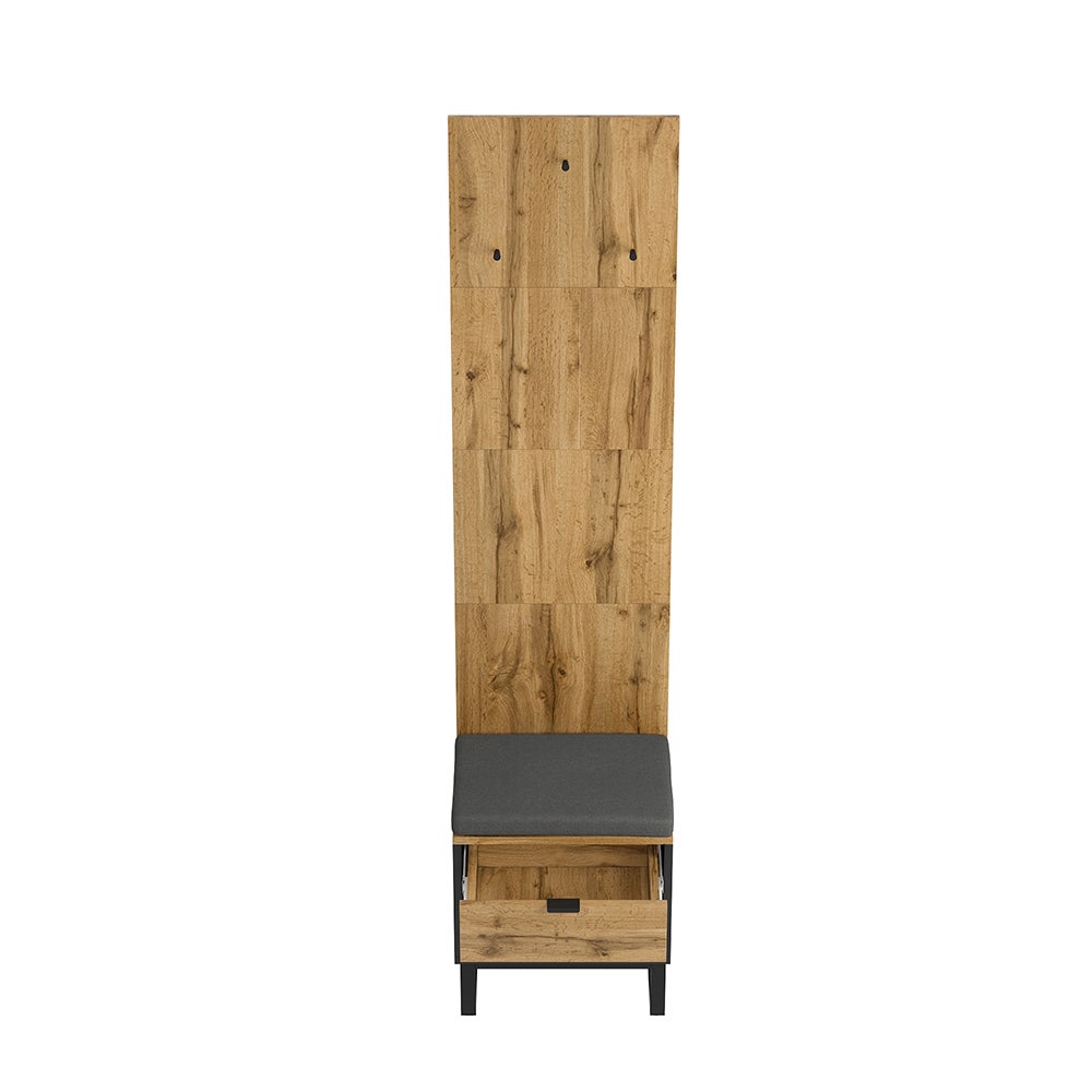 Ensemble vestiaire avec tabouret à chaussures et coussin, accessoires suspendus à l'avant et tiroirs - 5