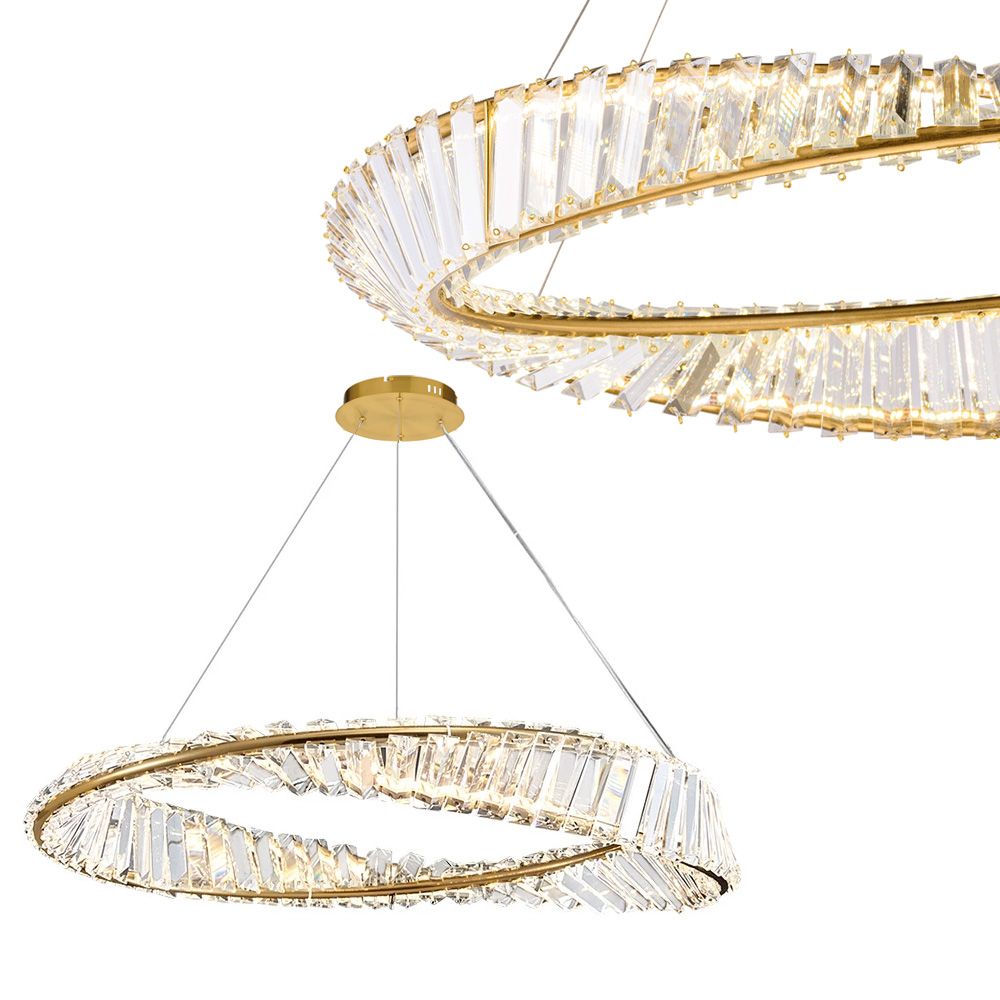 Lampa Sufitowa Kryształowa Led Toolight App1201-Cp Cristal Złoty 50Cm