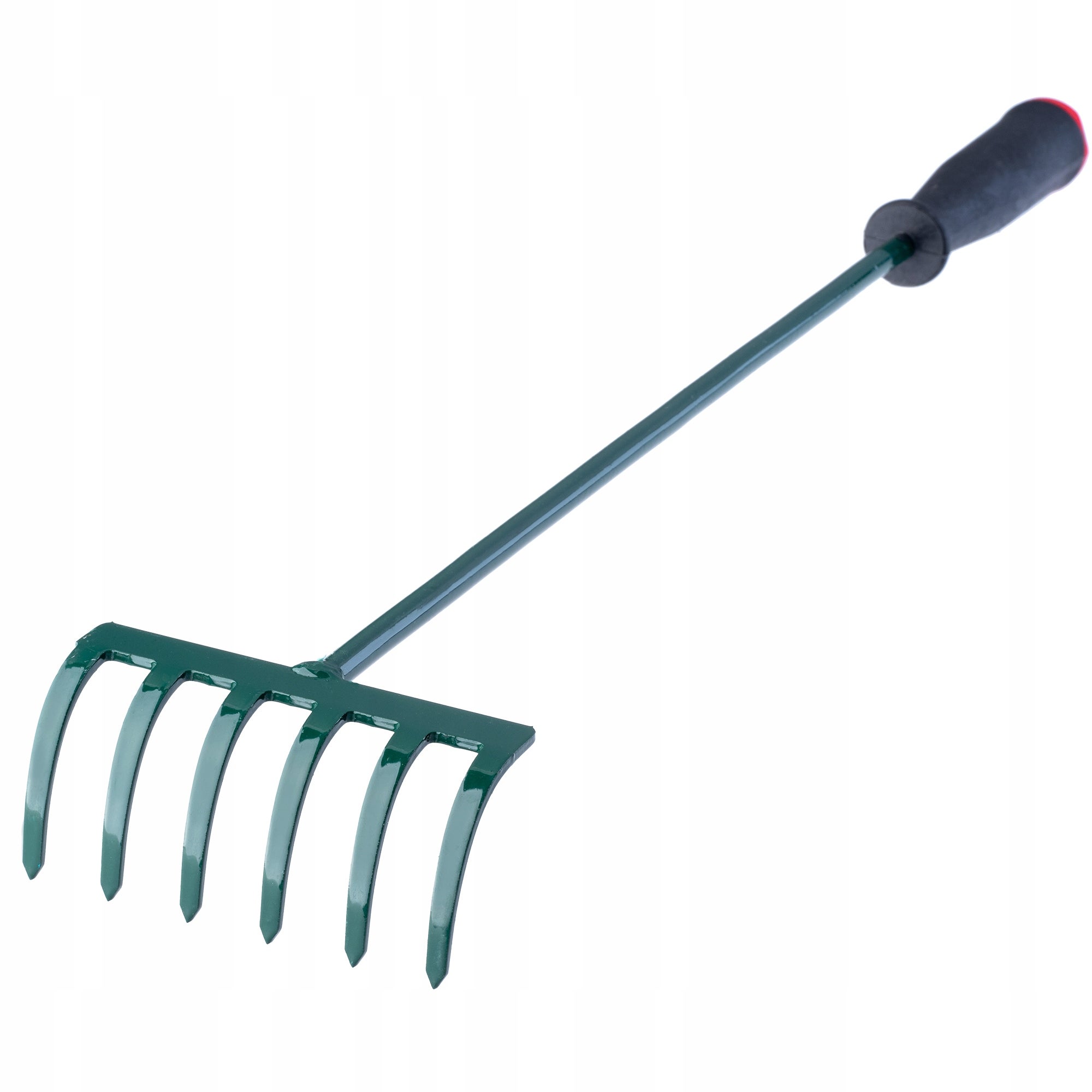 MAŁE GRABKI GRABIE METALOWE DO LIŚCI TRAWY OGRODOWE 60 cm 6 ZĘBÓW TRZONEK