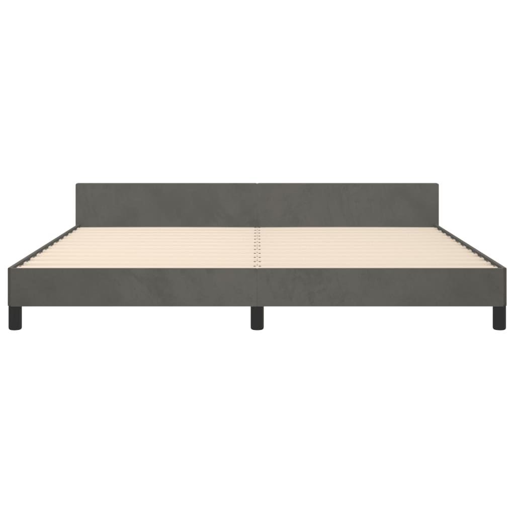 Cadre de lit sans matelas, velours, gris foncé, pour la chambre, 200 × 200 cm - 6