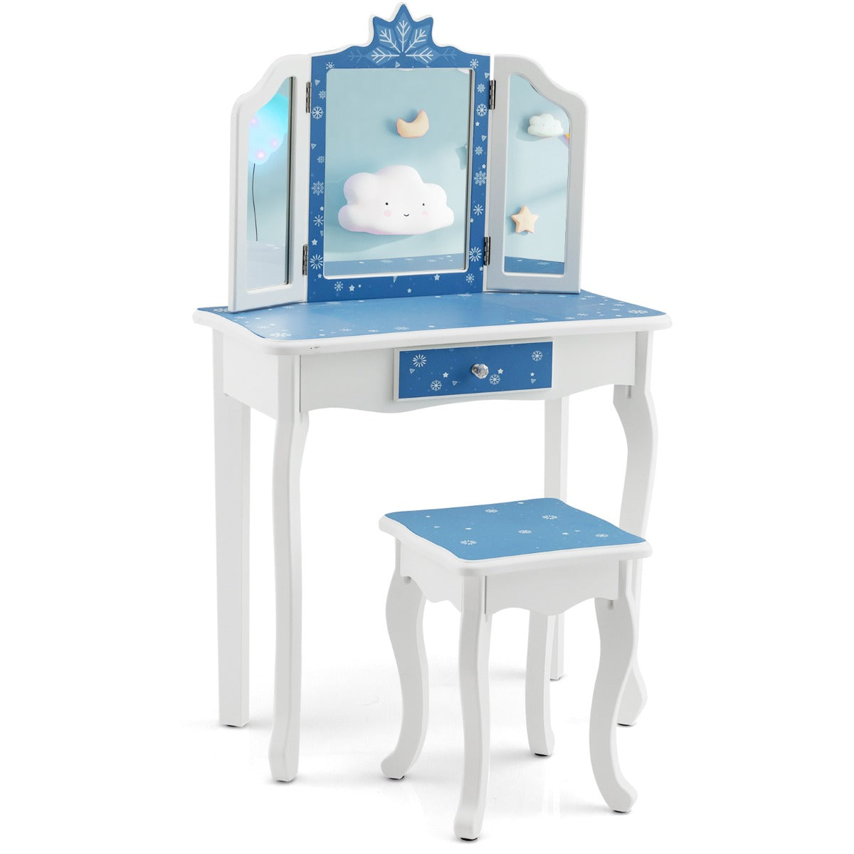 Coiffeuse Et Tabouret Enfants Avec Miroir 10 Jouets D'habillage Et