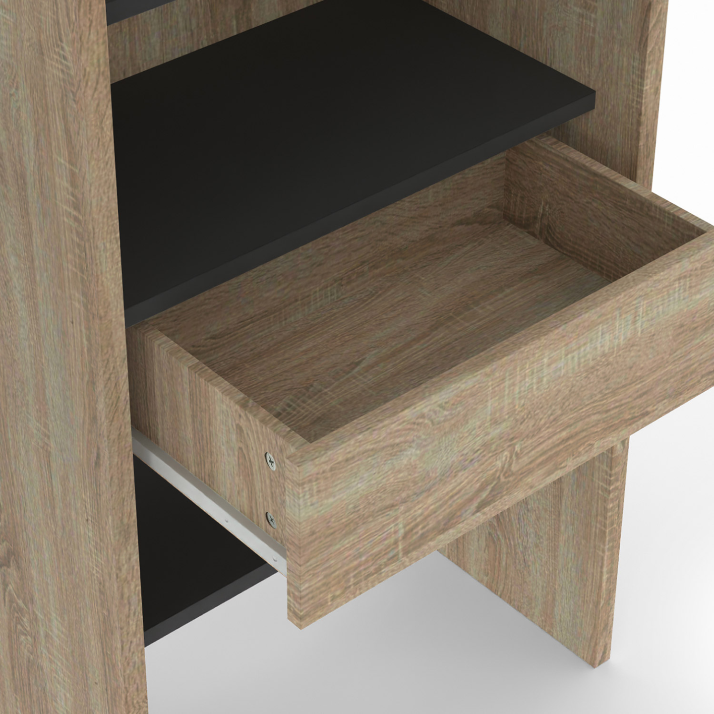 Dressing extensible MARTY 120/170 x 50 x 180 cm hêtre avec étagères + double penderie + rideau noir - 5