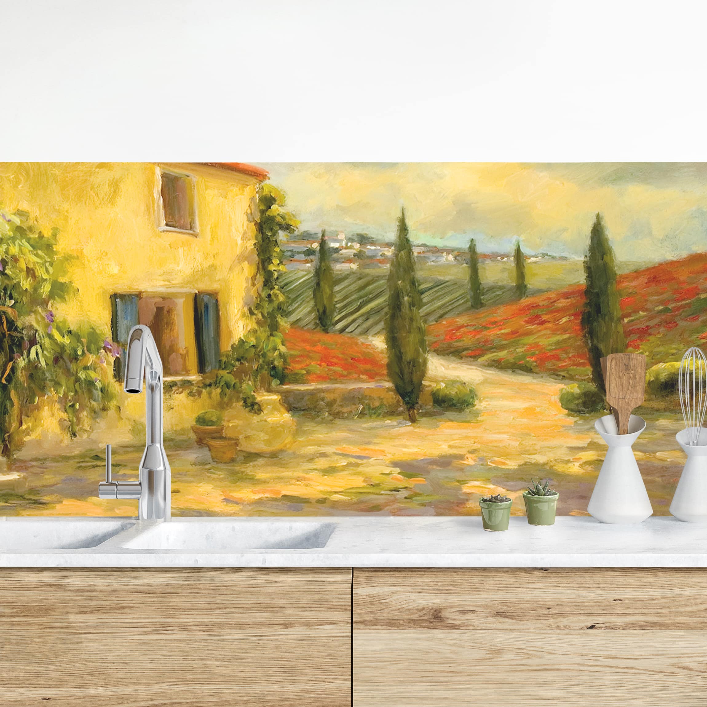 Salpicadero cocina salpicadero cocina adhesivo en pared y azulejos impermeable a prueba de aceite n.1388 amarillo / dorado 175 x 50 cm