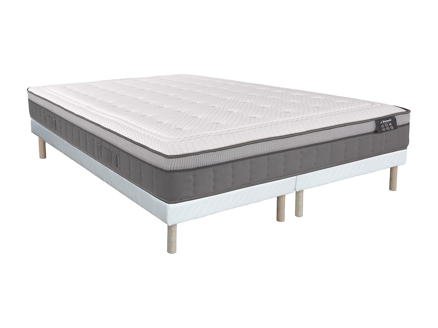 Zestaw stelaż + materac hybrydowy ASGARD marki YSMÉE o grub. 30 cm z 7-strefowymi sprężynami kieszeniowymi i pamięcią kształtu - 180 x 200 cm
