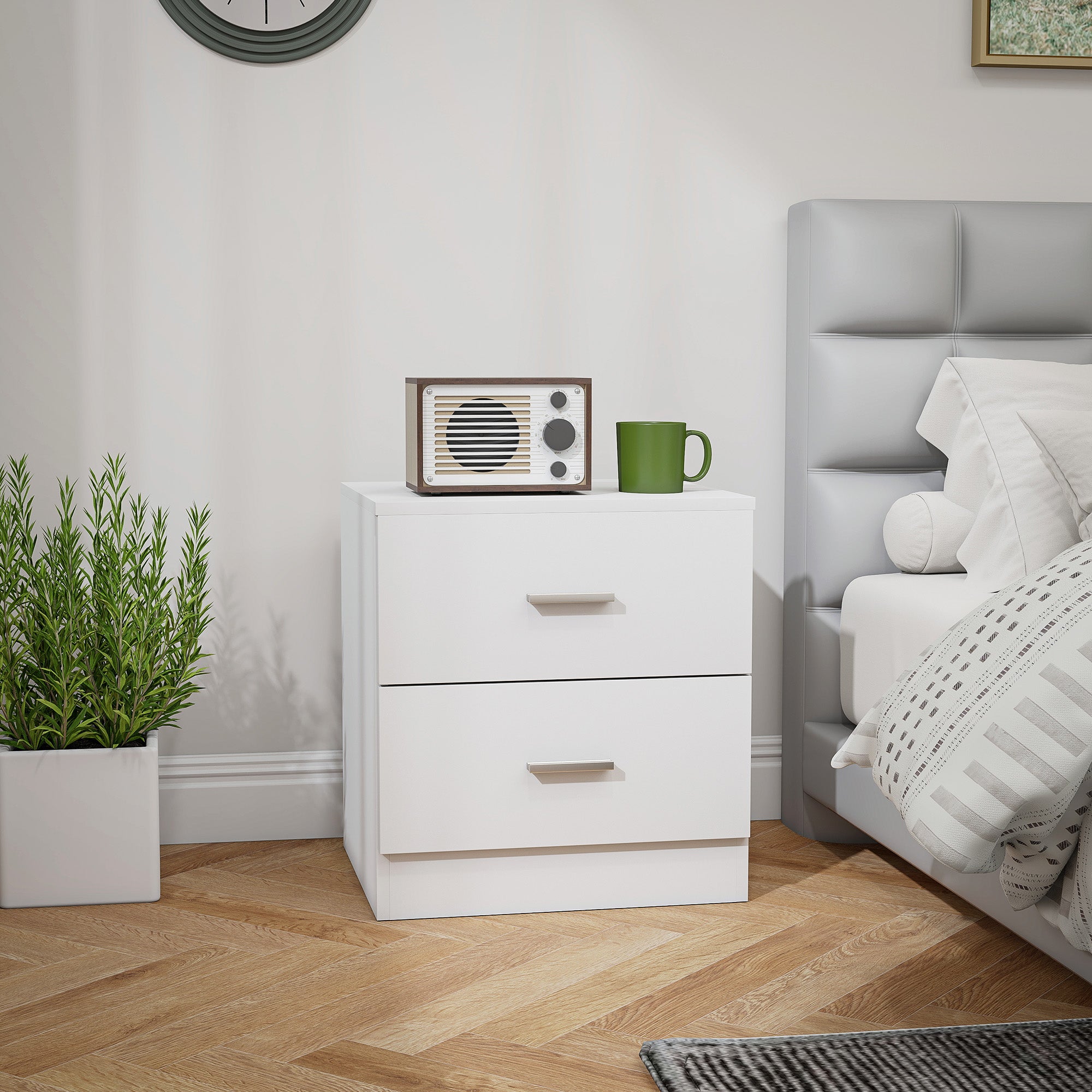 Homcom Mesita De Noche Melamina De Madera 45X39.5x49 Cm Blanco , Leroy Merlin