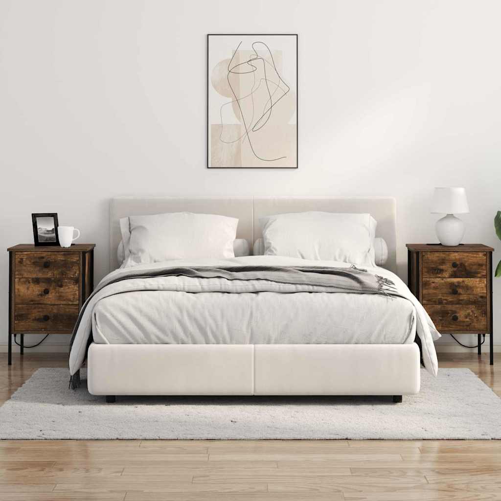 Mesita de noche de roble ahumado, para dormitorio, 42 × 41 × 61 cm - 4