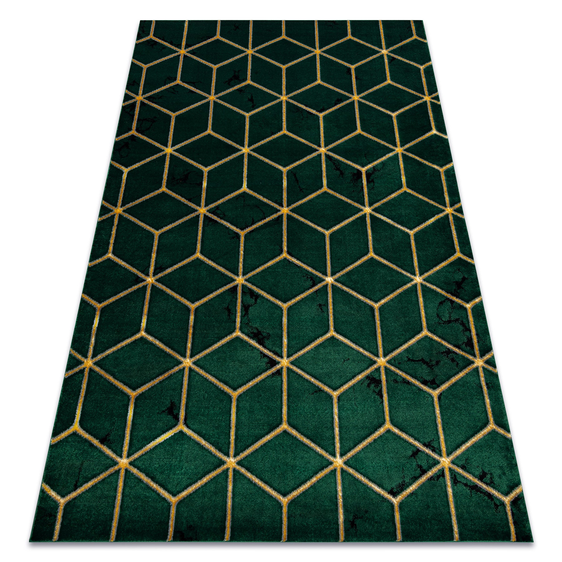 Dywan EMERALD ekskluzywny 1014 glamour, stylowy kostka butelkowa zieleń / złoty 240x330 cm