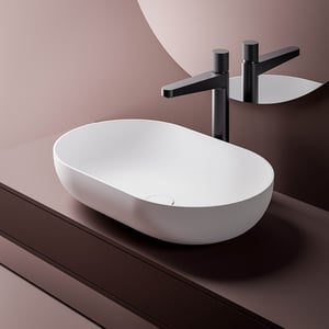 BERNSTEIN - Vasque à poser O-540 en fonte minérale - blanc mat - 54x34x10,5 cm Sans cache