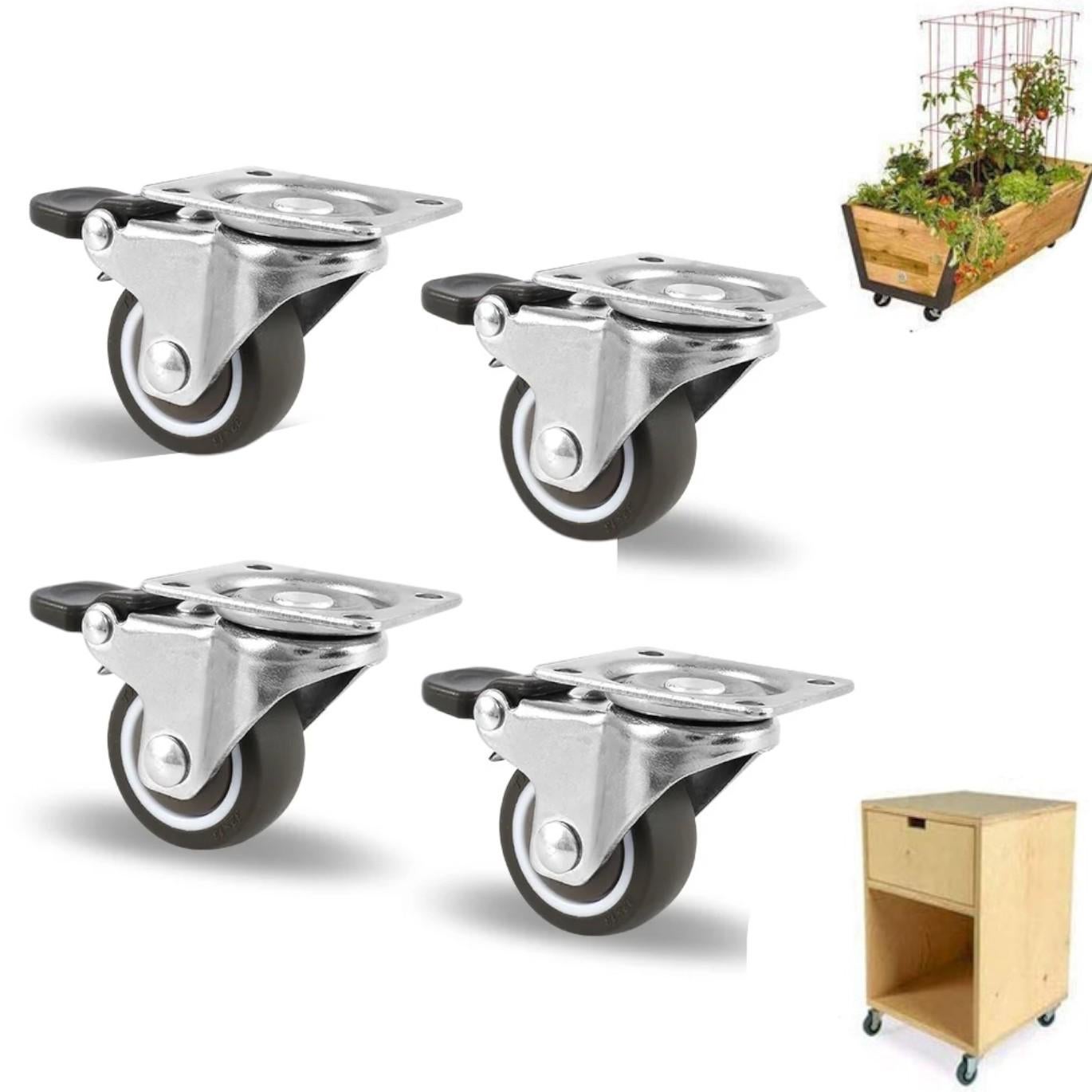Roulettes Pivotantes Caoutchouc Pour Meuble – Lot Chariot, Bon état
