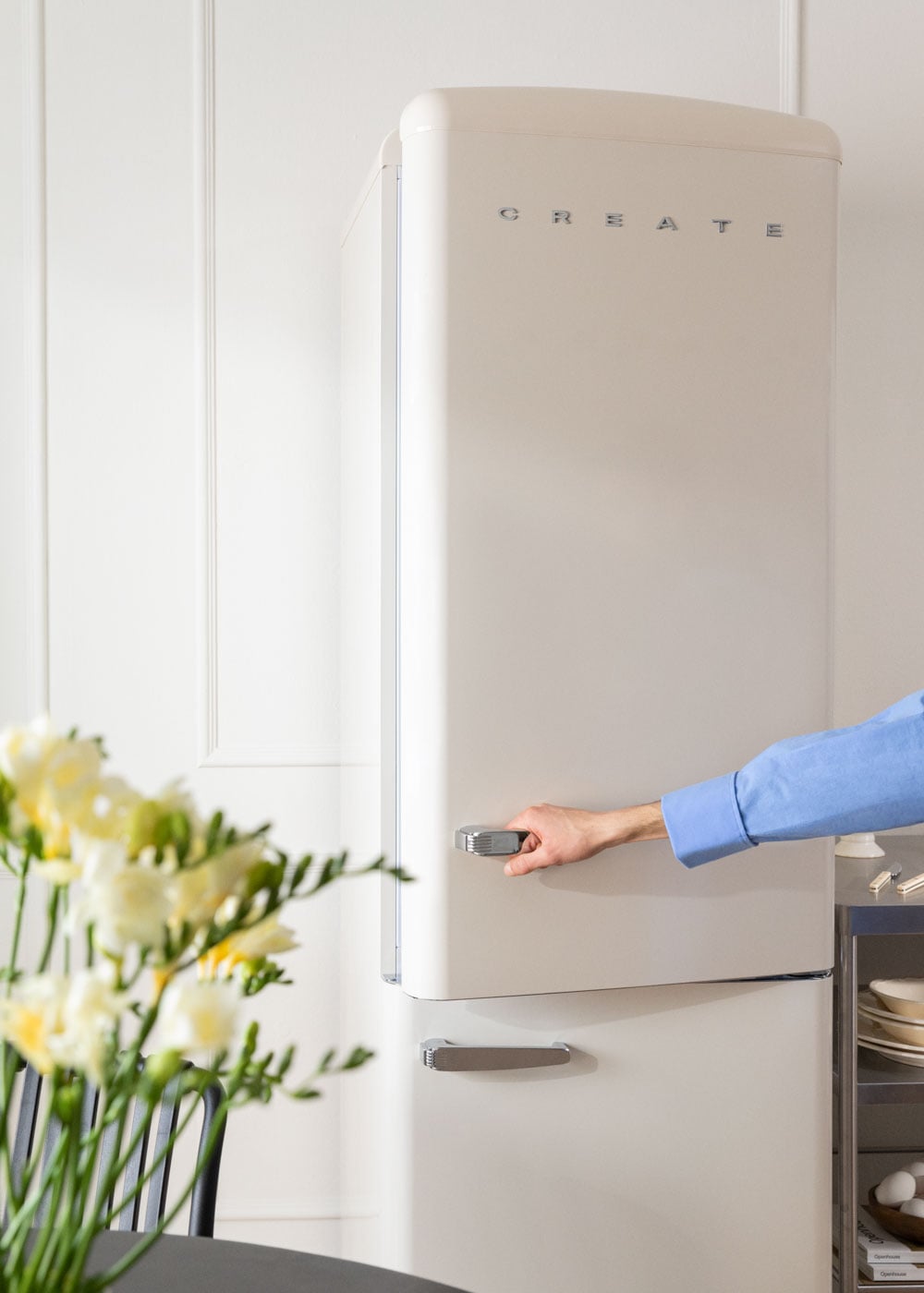 CREATE - FRIDGE STYLANCE 330L - Réfrigérateur combiné de style rétro- Blanc cassé - 3