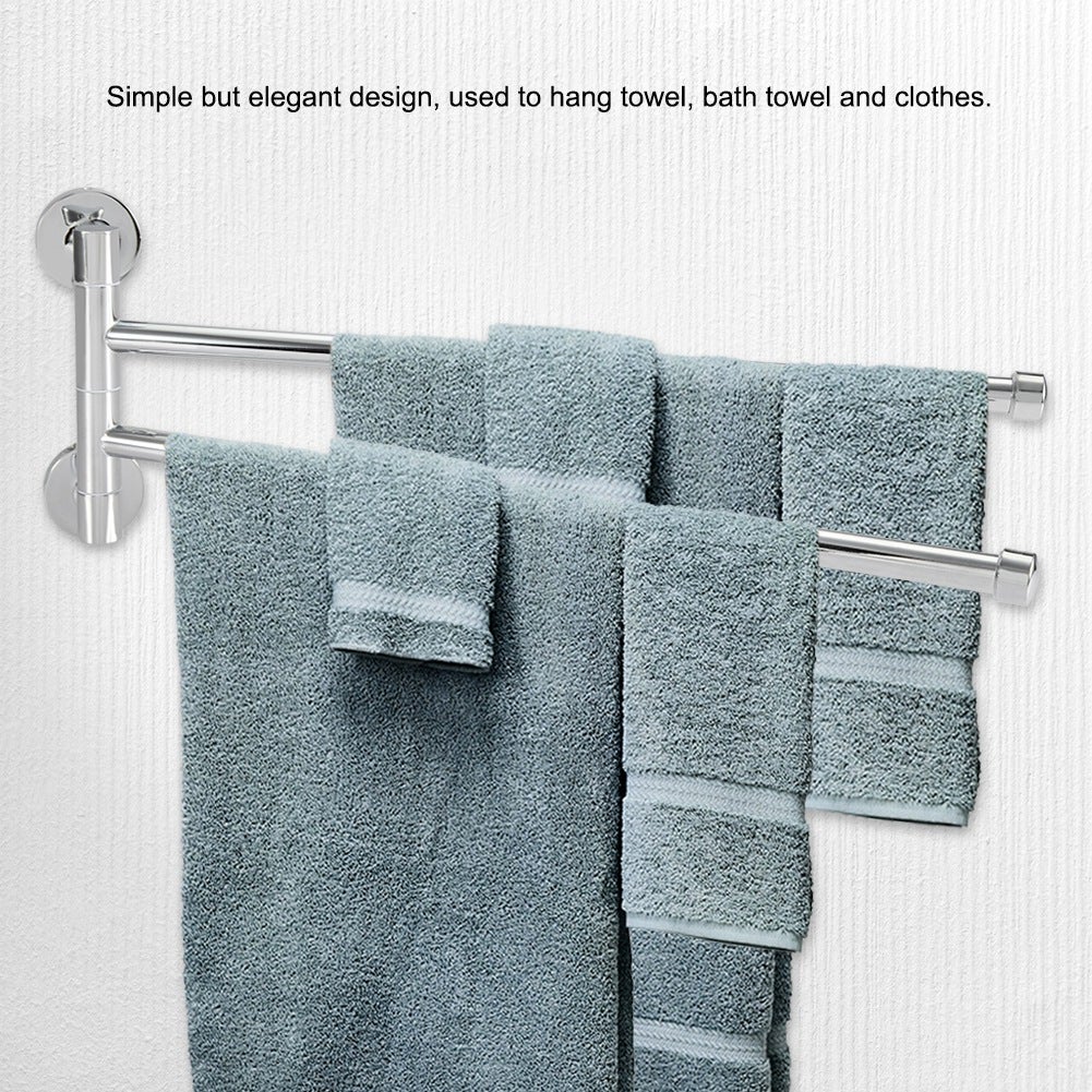 Porte-serviettes à 2 bras flexibles, porte-serviettes pivotant, acier inoxydable, 35 x 13,5 cm - 3