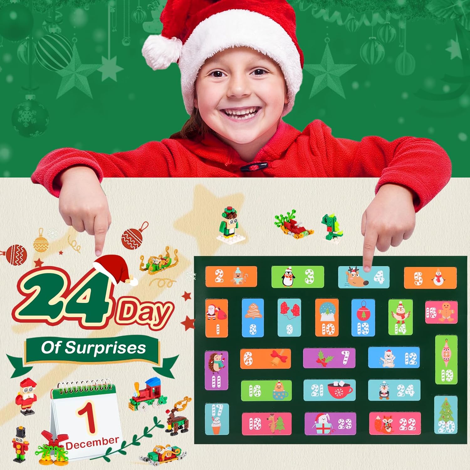 Calendario Dell'Avvento Natale 2025 A Tema Gatto - 24 Ciondoli Acrilici, Decorazione Festiva