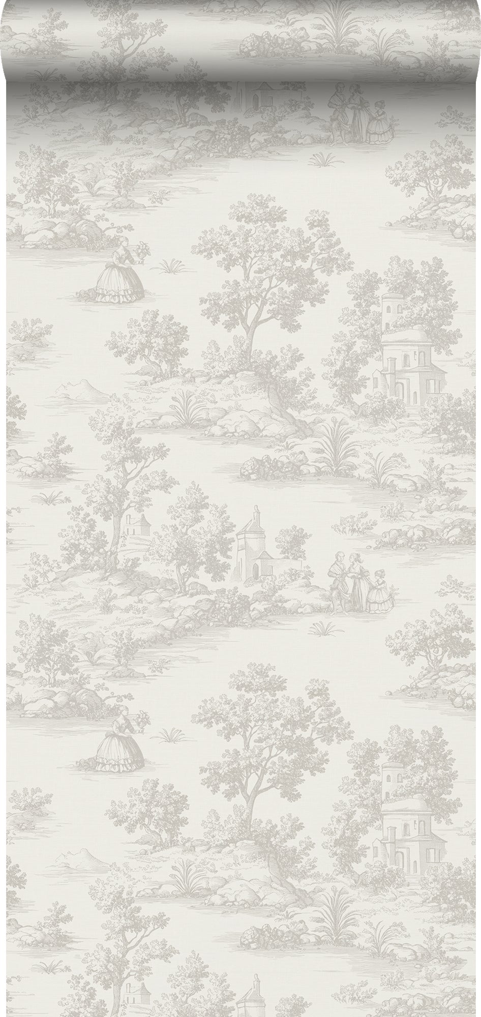 Tapeta nadruk toile de jouy beżowym - 53 cm x 10 m - SANDERS &amp; SANDERS