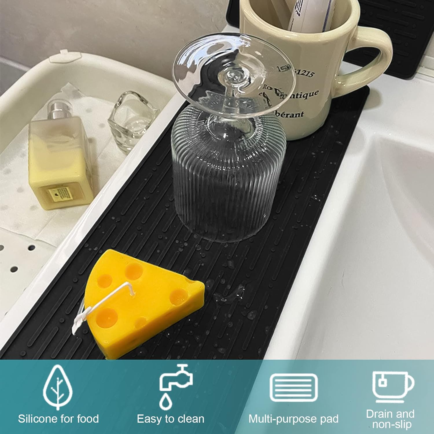 Tapis égouttoir Vaisselle Tapis Séchage Vaisselle Pierre Diatomée 40x30cm - Absorbant Rapide, Anti-Dérapant Cuisine Tapis Pierre
