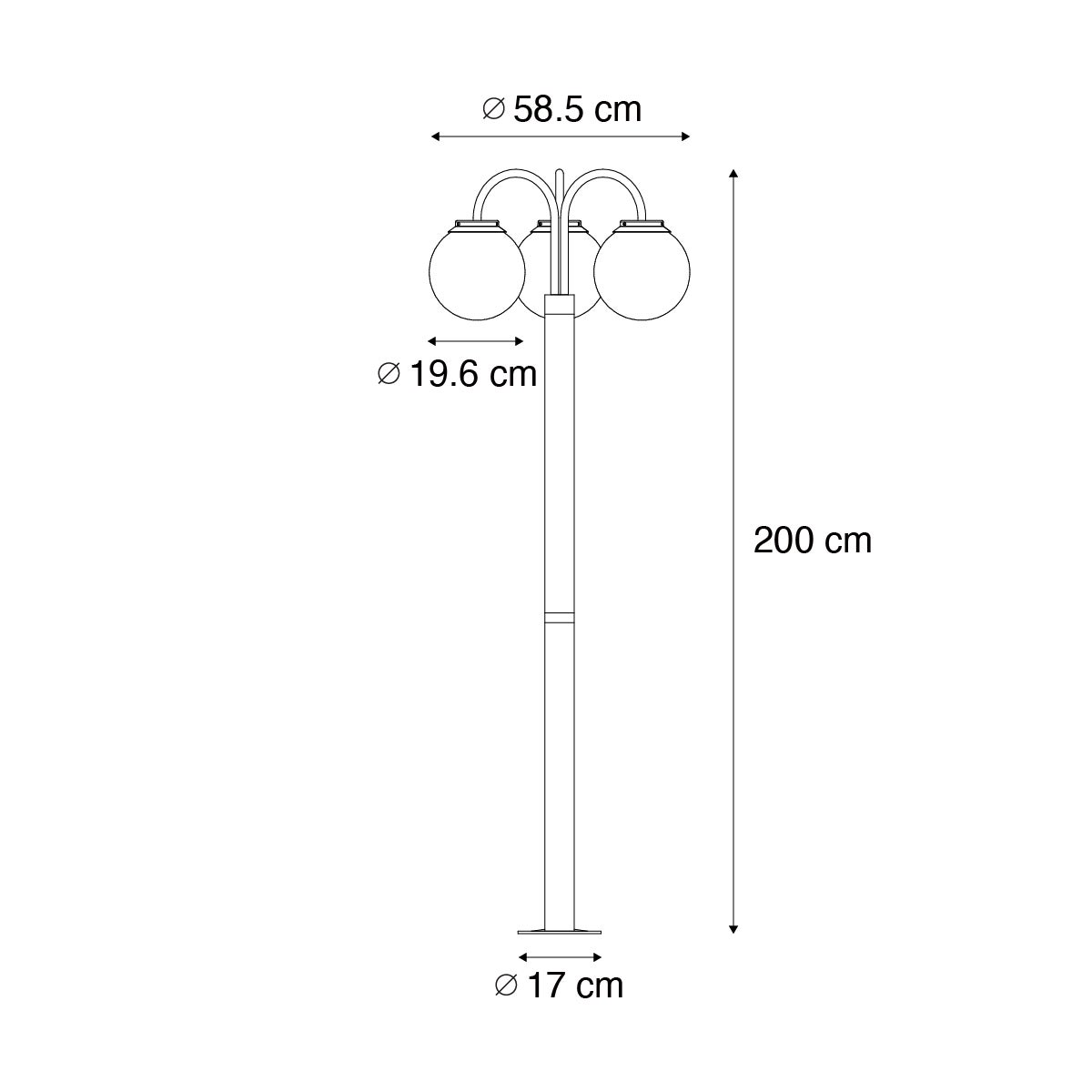 Qazqa moderno lanterne da esterno per giardino - Sfera - nero, max. 40w, compatibile con lampadines LED, e27, 200cm, IP44, a 3 - 3