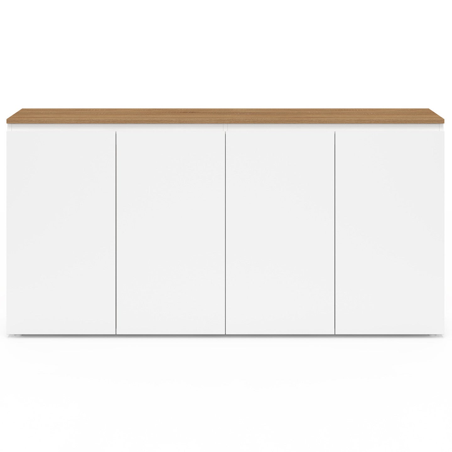 Buffet 160 cm TOBY 4 portes blanc et plateau bois - 3