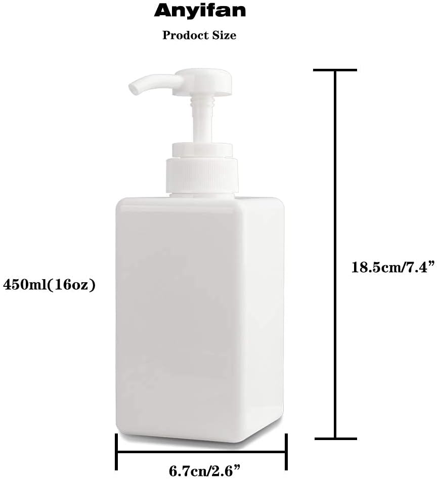 Dispenser di sapone da 450 ml, include 2 flaconi di plastica vuoti con pompa, adatto per l'uso in cucina e in bagno - Bianco - 4