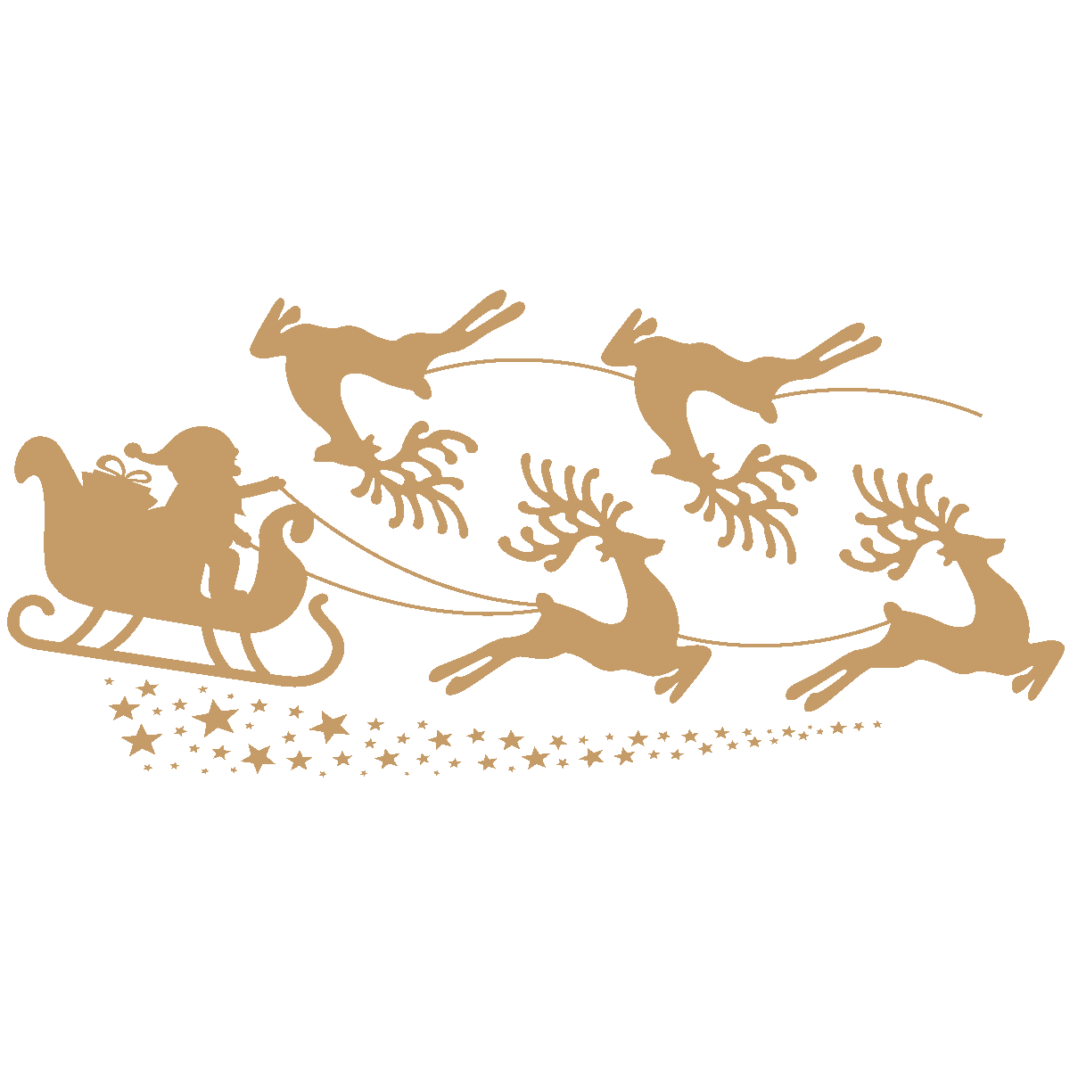 Sticker Noël traineau du père noël et les rennes - Autocollants stickers adhésifs noël - décoration fêtes - 30x65cm - 2