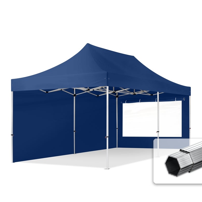 3x6 m Namiot Ekspresowy PROFESSIONAL Alu 40mm, ze ścianami bocznymi, okna panoramiczne, niebieski
