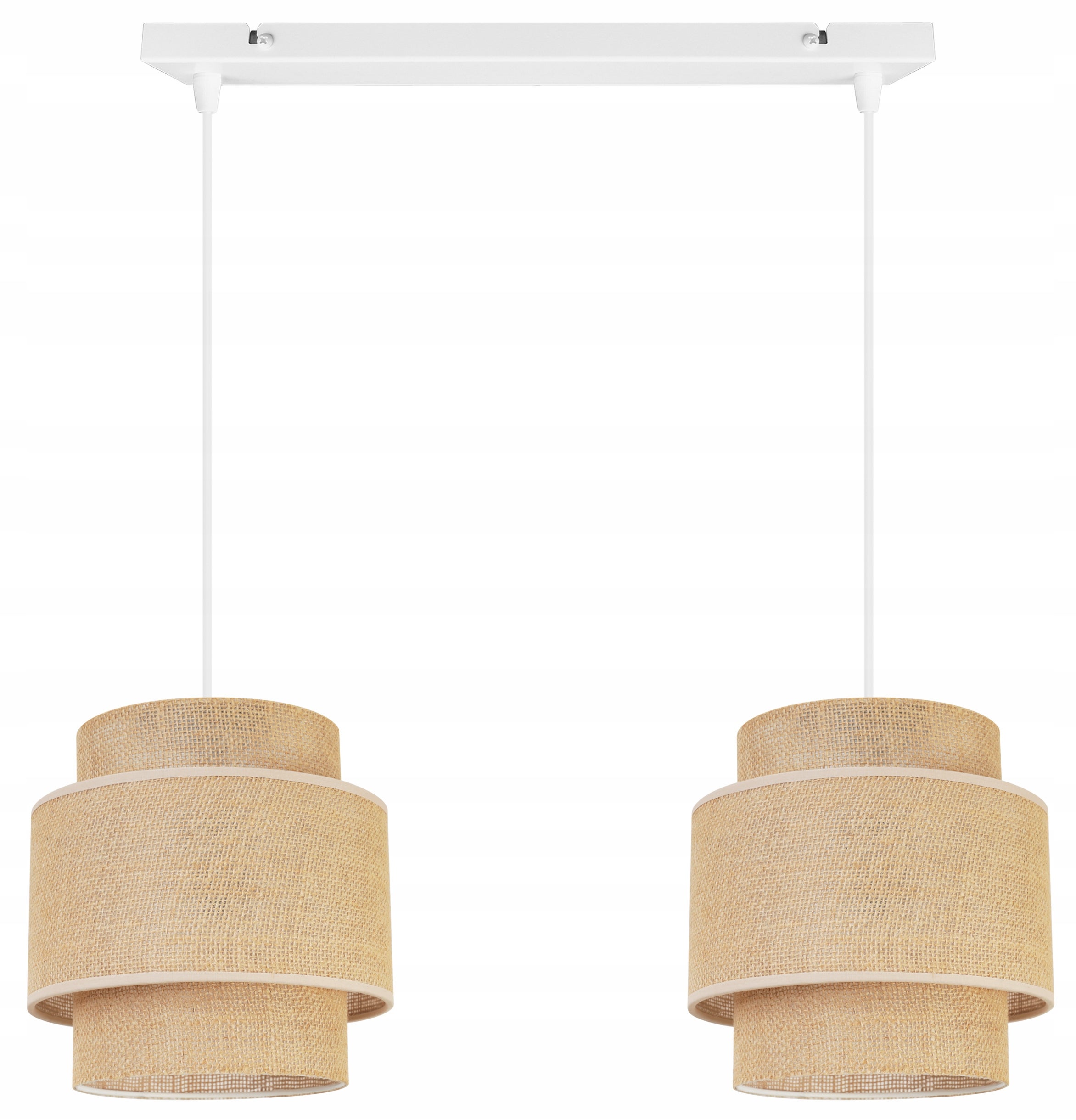 Lampa sufitowa wisząca Boho loft 2xE27 abażur juta biały/beżowy Light Home LH