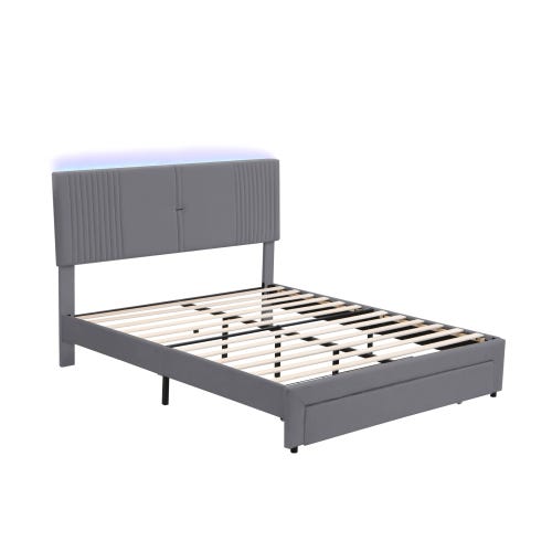 Letto matrimoniale 140 x 200 cm con 4 cassetti e molteplici vani portaoggetti - MDF + pannello Letto matrimoniale 140 x 200 cm con 4 cassetti e molteplici vani portaoggetti - MDF + pannello