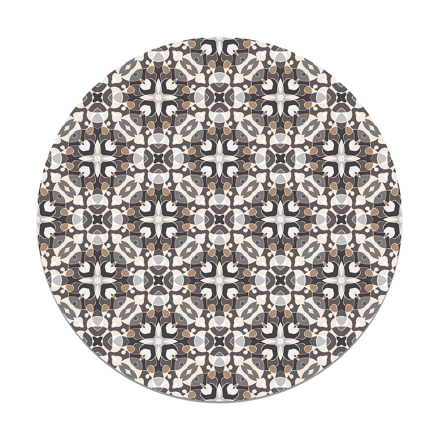 Panorama alfombra vinílica - alfombra de vinilo cocina, habitación, pasillo - decoración hogar - redonda estilo hidráulico oriental gris 190x190 cm