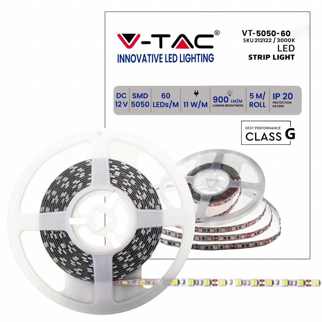 Taśma LED SMD5050 11W/m 5m 60 LED/m 3000K 12V IP20 10mm