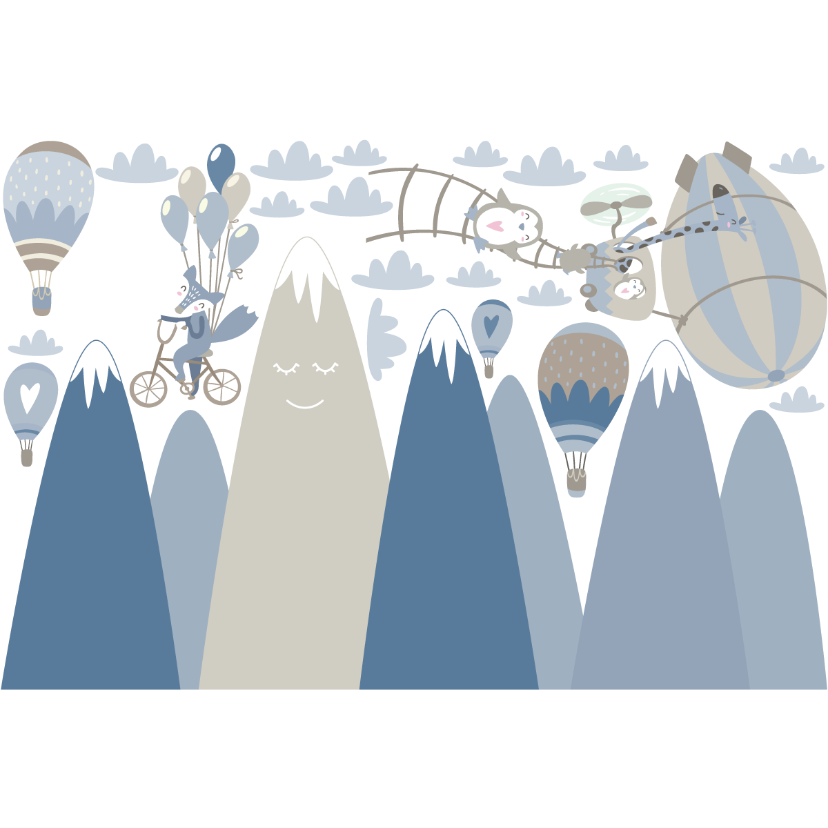 Adesivo bambino di montagna scandinavo animali deliranti - Sticker adesivo - adesivi murali - 40x60cm - 2
