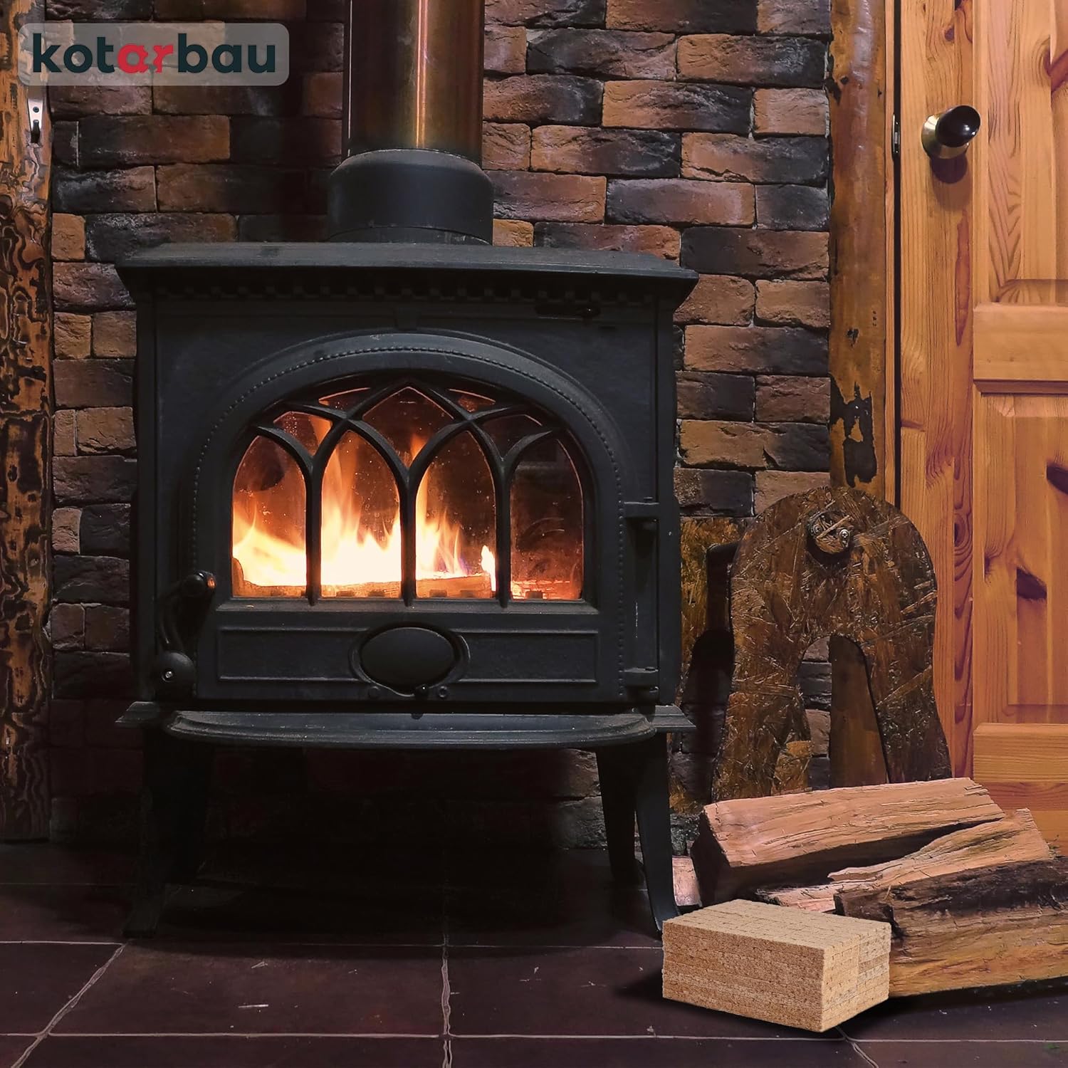 Confezione da 400 Cubi Accendifuoco - Lana di legno - 25 x 8 x 13 cm - Naturale - Accendifuoco per Barbecue - KOTARBAU - 6