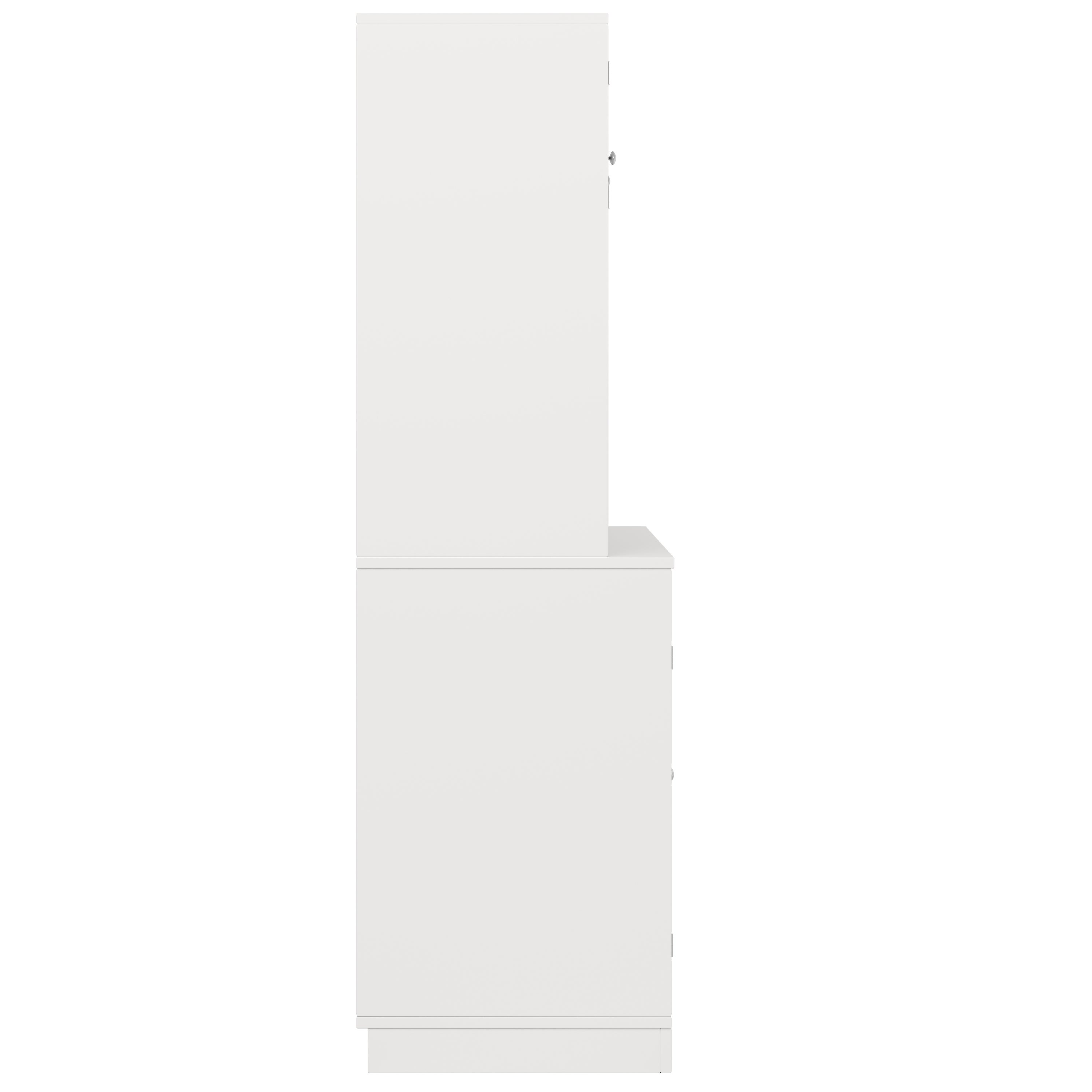 Wysoka komoda kuchenna z 4 drzwiami, 2 szufladami i regałem na wino - Regulowane półki - 106 x 40 x 179,5 cm - Płyta MDF - Biała - 6