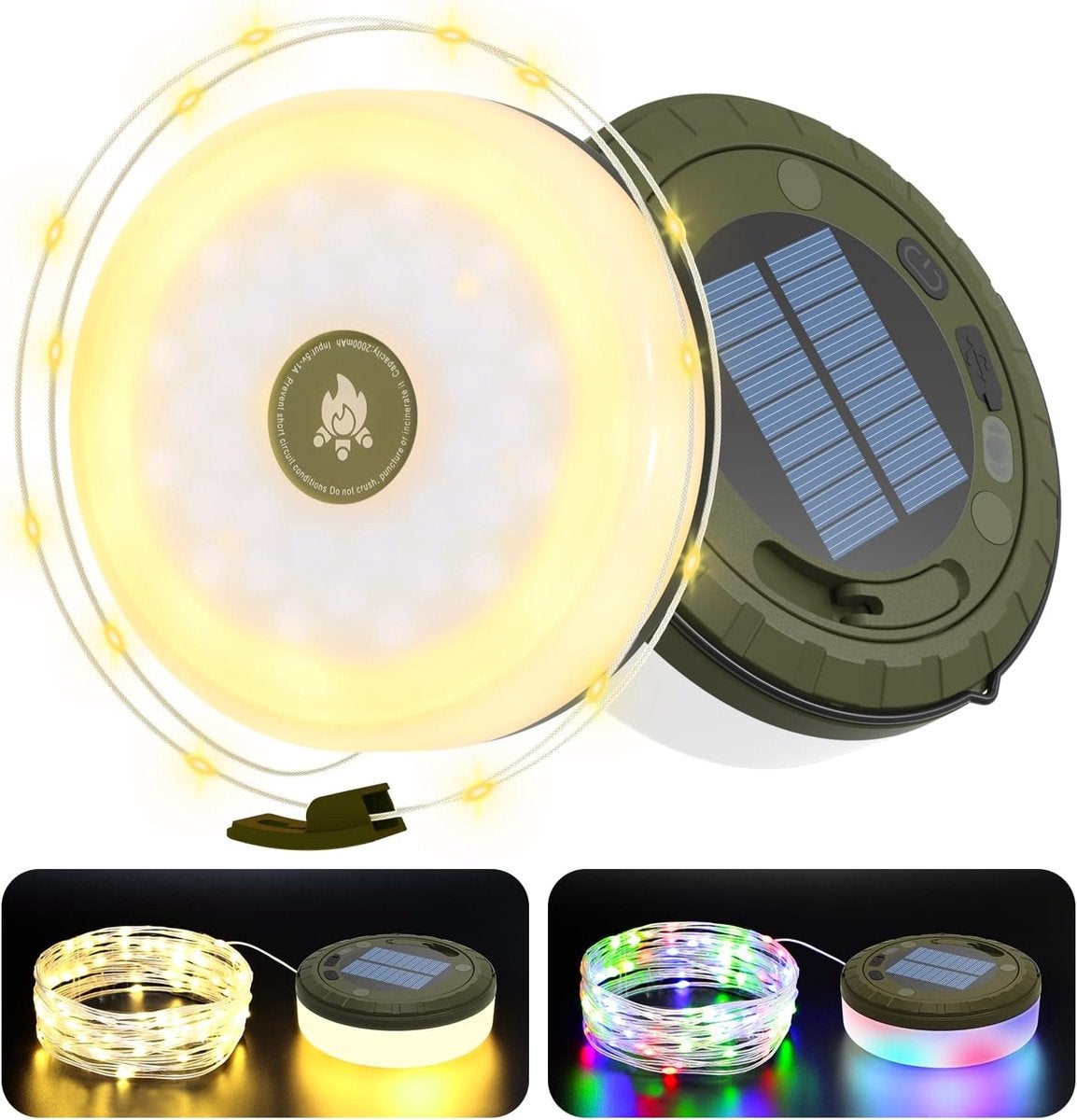 Iluminat exterior - Lampă de camping, Iluminat exterior - Lampă portabilă de exterior impermeabilă la 10 m, cu alimentare solară și încărcare USB