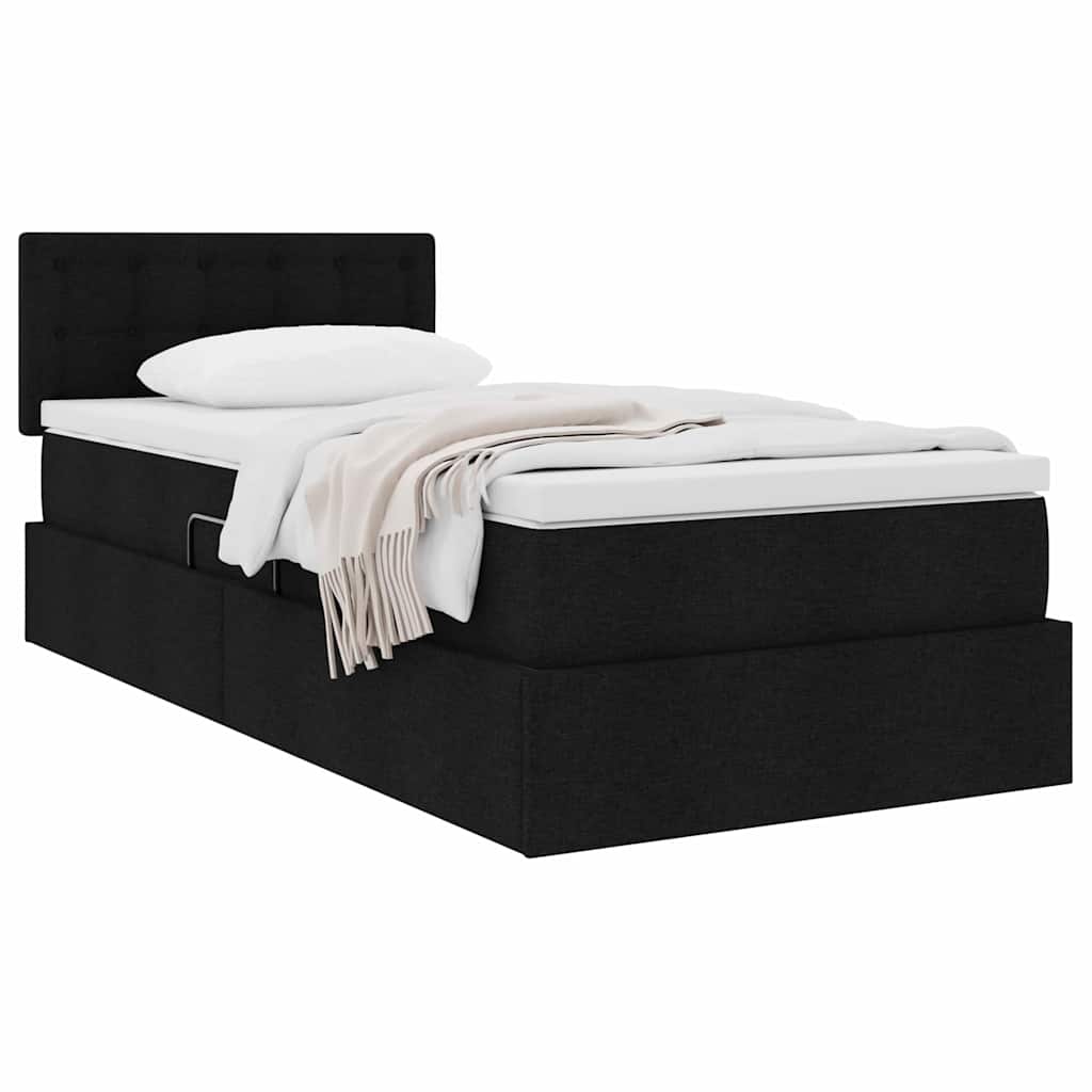 Lit avec rangement et matelas Noir 90 x 200 cm Velours - 3