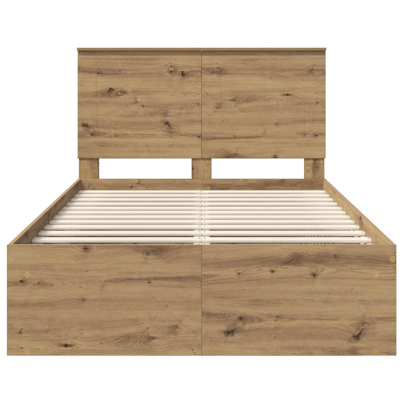 Cadre de lit chêne artisanal 120 x 190 cm bois de pin massif - 7