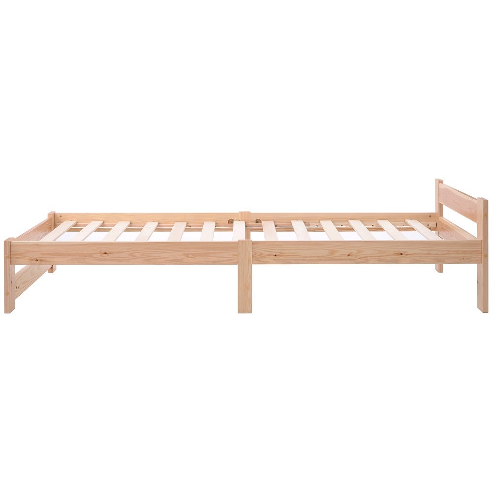 Lit adulte 200x90 cm lit en bois massif Lit futon Lit en avec tête de lit et sommier à lattes Naturel - 4