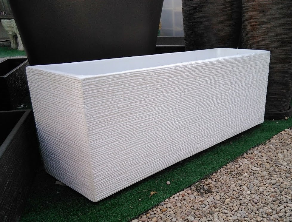 Jardinière Pacifique 90x40x48cm. en Béton Pierre allégé. Blanc - 5