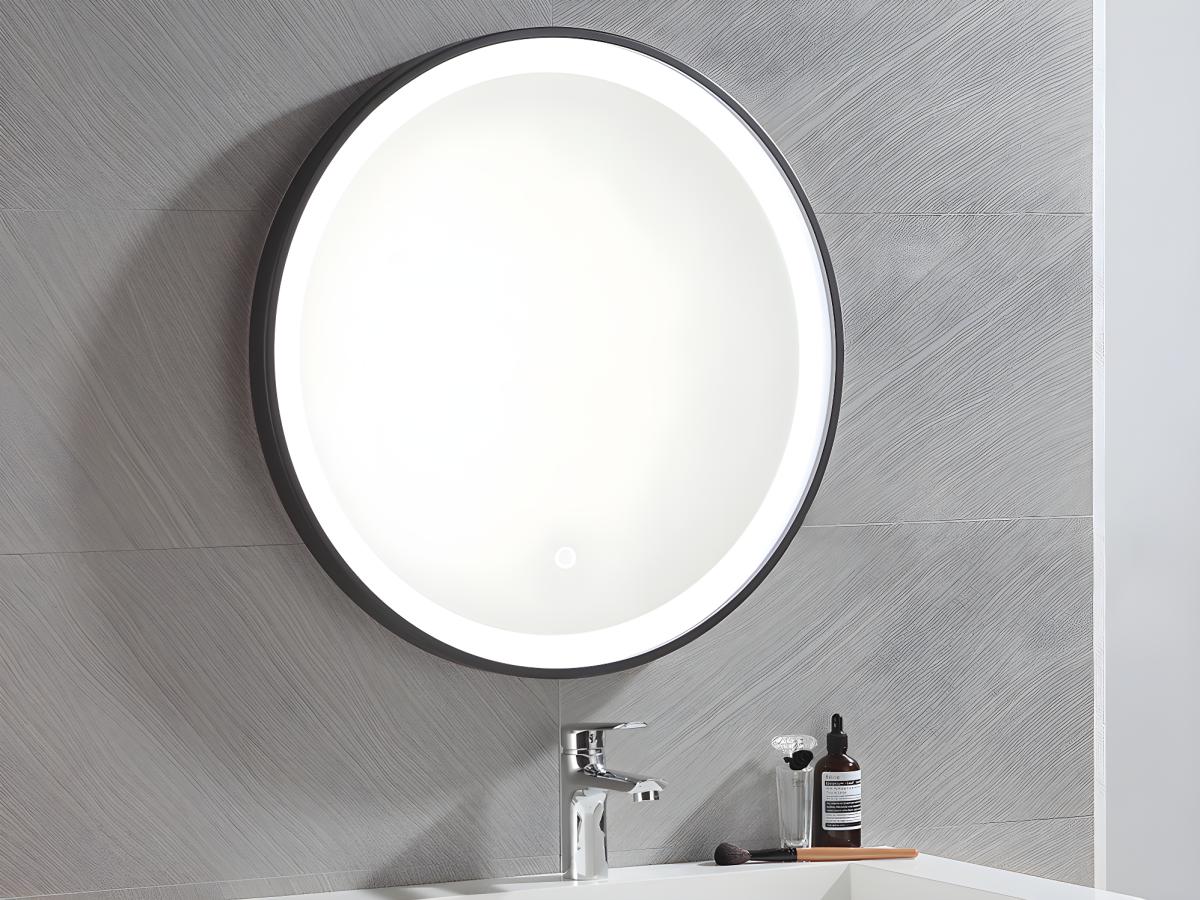 Miroir de salle de bain lumineux rond noir à Leds - D. 60 cm - NUMEA - 8