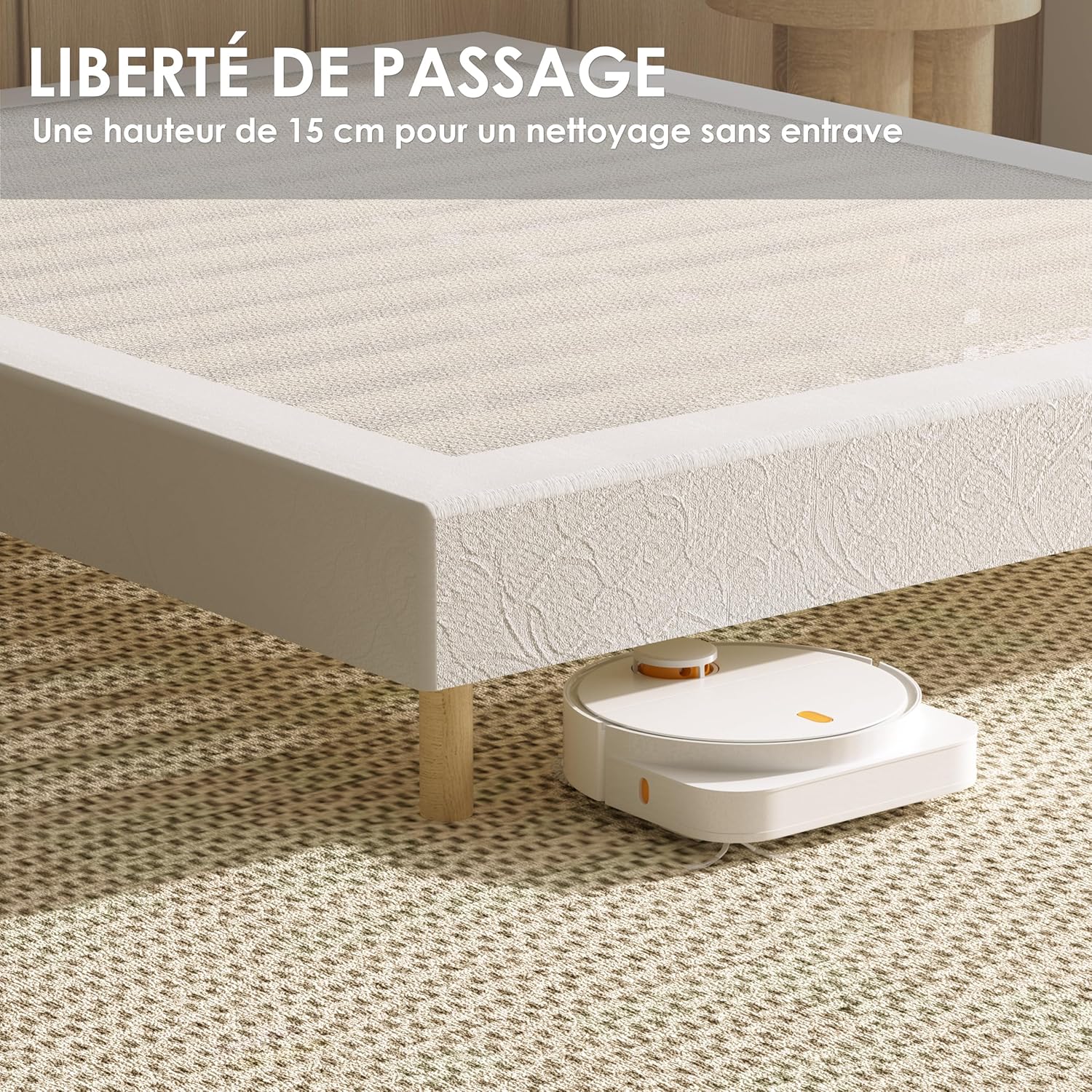 TEENO Ensemble Matelas à ressorts+ Lit Sommier Tapissier Déco 140x190cm, Epaisseur du Matelas 25cm - 4