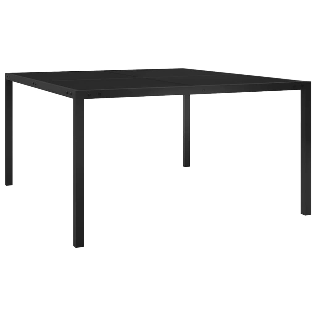 Stół ogrodowy vidaXL stal i szkło hartowane czarny 130x130x72 cm wytrzymały