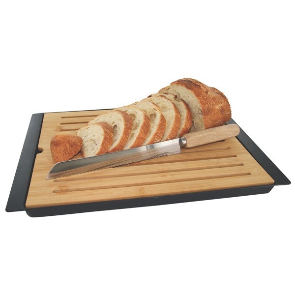 Tagliere Per Pane Con Contenitore Briciole - Legno, 38x27cm, Include Coltello, Design Pratico - Foto 2
