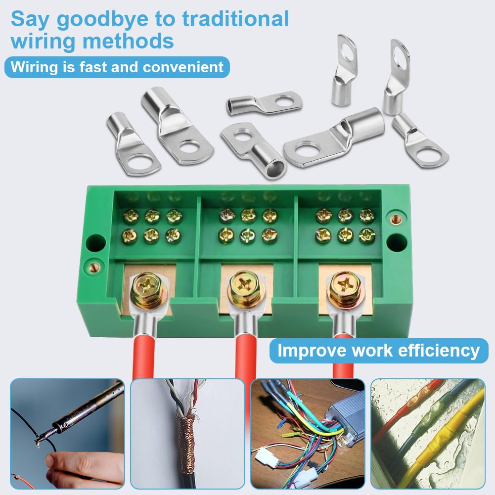 21 Pièces Cosses Tubulaires 16mm² M8, Cosses à Sertir a Oeil à Anneau, Cosse Electrique Plate, Œillet en Cuivre Étamé Cosse à Sertir pour Voiture - 5