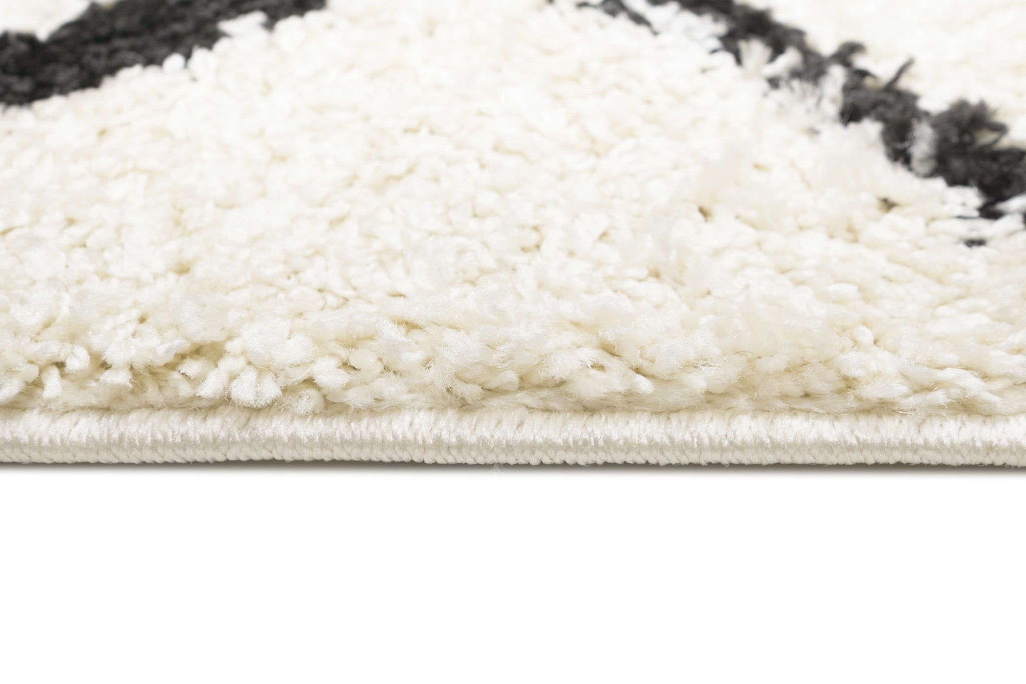 TAPISO Delhi Tappeto Shaggy Moderno Morbido Soggiorno Salotto Panna Nero Geometrico Astratto a Scacchi 80 x 150 cm - 5