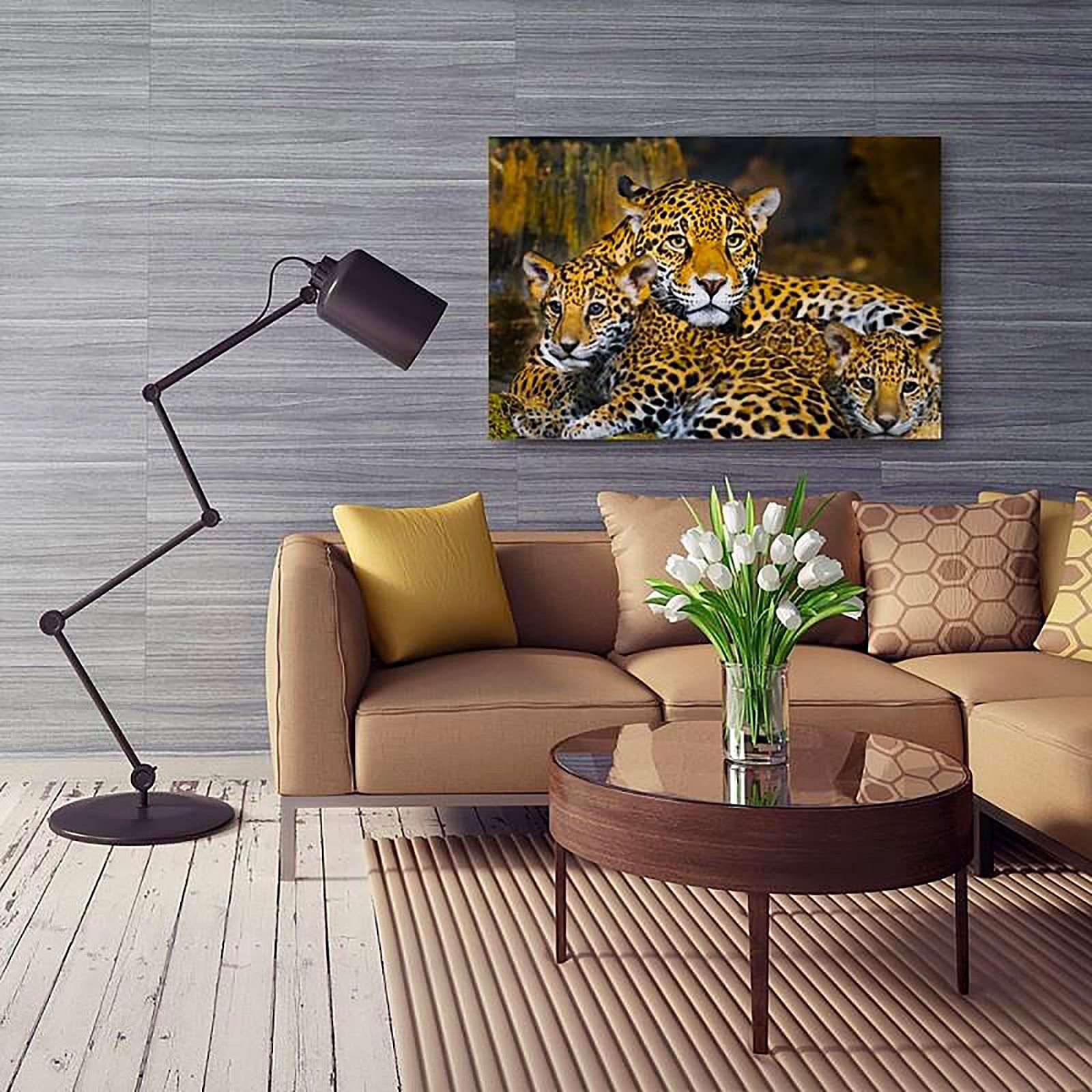 Tableau bois famille léopards - 40 x 30 cm - 5