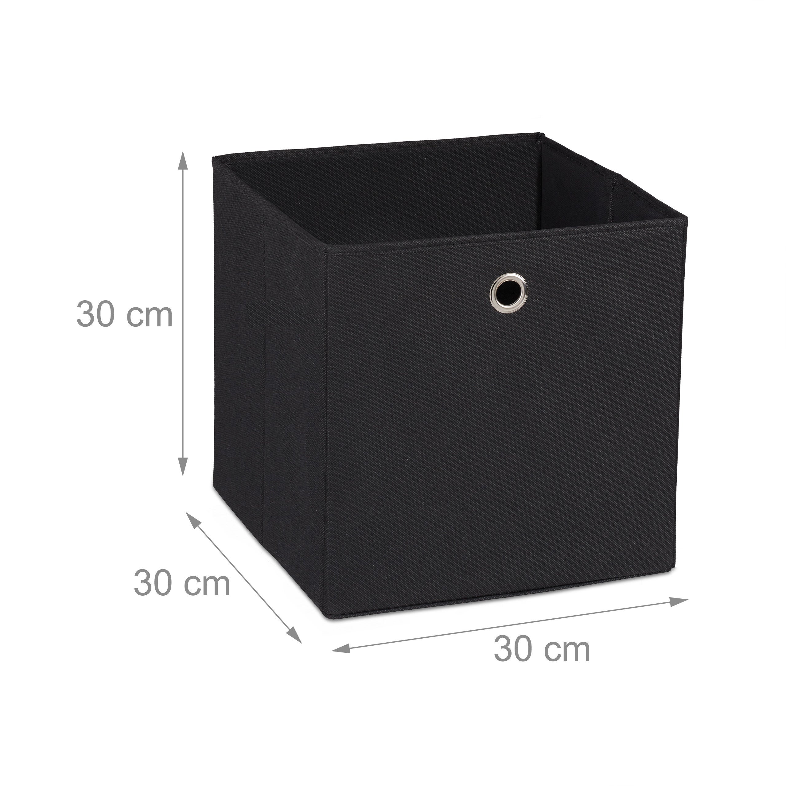 12x Cestini Porta-Oggetti , Quadrati, per lo Scaffale, Scatole a Forma di Cubo, HxLxP: 30 x 30 x 30 cm, Nero - 4