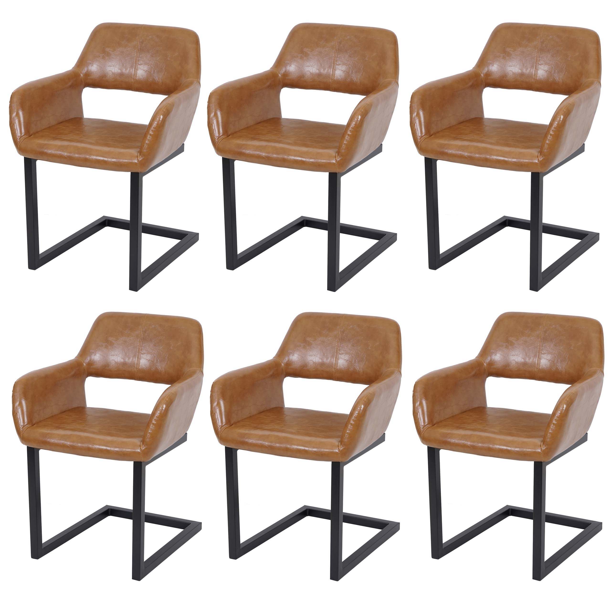 Zestaw 6 krzeseł do jadalni HWC-A50 II, krzesło wspornikowe krzesło kuchenne retro 50s design ~ sztuczna skóra, imitacja zamszu